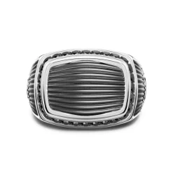 Cheap Zancan Silver Signet Ring With Black Stones. Bagues