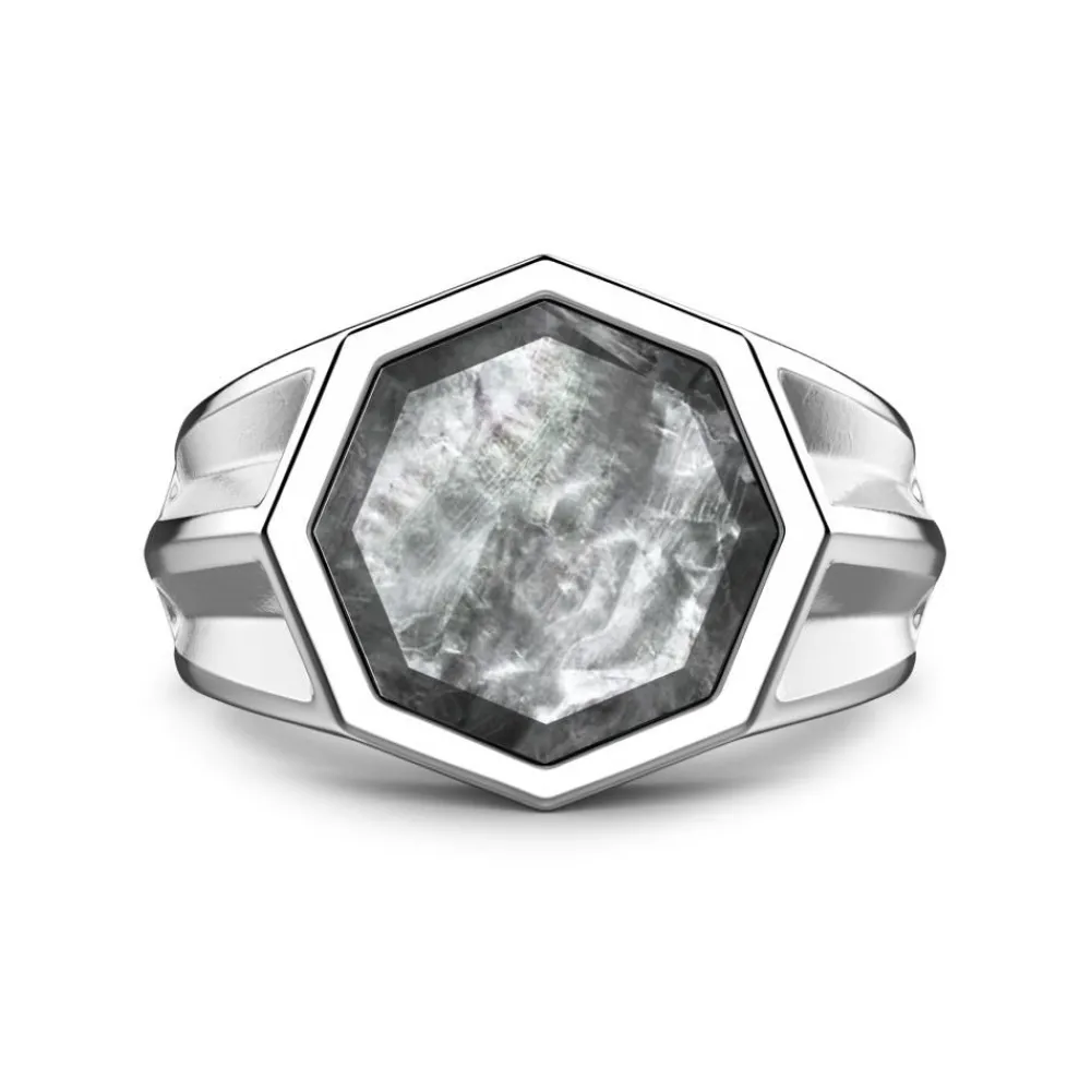 Clearance Zancan Silver Signet Ring With Mother Of Pearl. Bagues