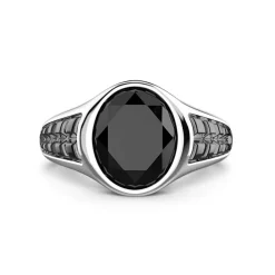 Discount Zancan Silver Signet Ring With Oval Onyx Stone. Bagues