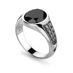Discount Zancan Silver Signet Ring With Oval Onyx Stone. Bagues
