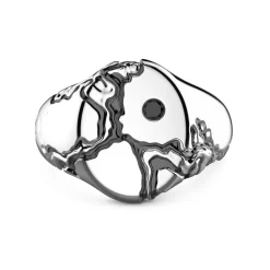 Cheap Zancan Silver Signet Ring With Black Stone. Bagues