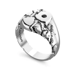 Cheap Zancan Silver Signet Ring With Black Stone. Bagues