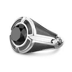 Cheap Zancan Silver Signet Ring With Central Onyx Stone. Bagues