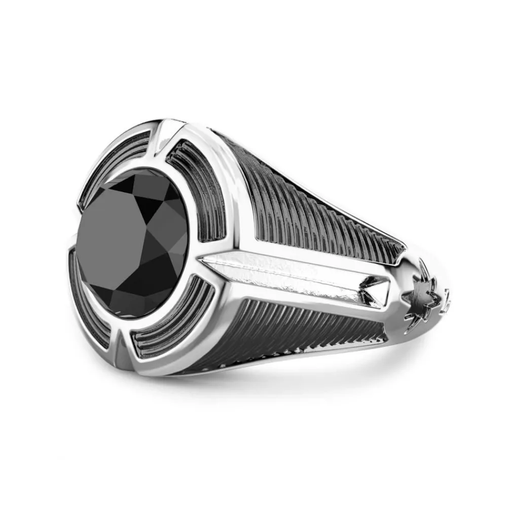 Cheap Zancan Silver Signet Ring With Central Onyx Stone. Bagues