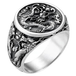 Best Sale Zancan Silver Signet Ring With Dragon. Bagues