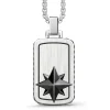 Shop Zancan Silver Tag Necklace With Ceramic Wind Rose. Colliers