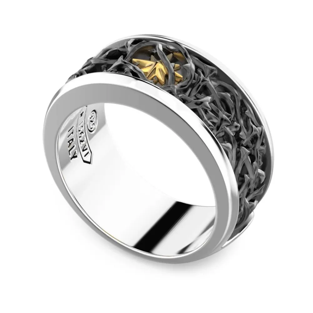 Store Zancan Silver Thorny Band Ring. Bagues