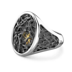 Shop Zancan Silver Thorny Signet Ring. Bagues