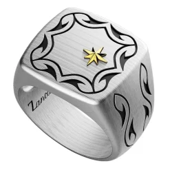 Online Zancan Silver Tribal Signet Ring. Bagues