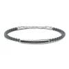 Flash Sale Zancan Soft Bracelet With Silver Beads And Tag With Black Stones. Bracelets