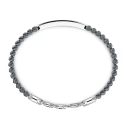 Flash Sale Zancan Soft Bracelet With Silver Beads And Tag With Black Stones. Bracelets