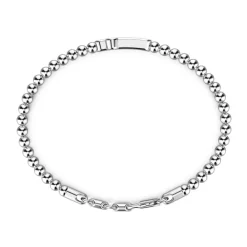 Best Sale Zancan Soft Bracelet With Silver Beads And Cross With Black Stones. Bracelets