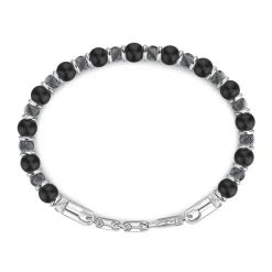 Hot Zancan Soft Bracelet With Silver Beads And Onyx. Bracelets