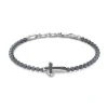 Discount Zancan Soft Bracelet With Silver Beads And Cross With Stones. Bracelets