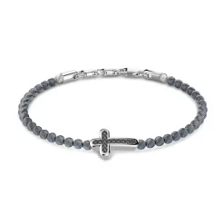 Discount Zancan Soft Bracelet With Silver Beads And Cross With Stones. Bracelets