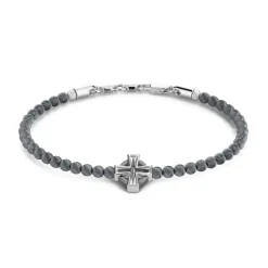 Cheap Zancan Soft Bracelet With Silver Beads And Greek Cross. Bracelets
