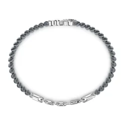 Best Sale Zancan Soft Bracelet With Silver Beads, Anchor And Black Stones. Bracelets