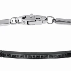 Outlet Zancan Steel Bracelet With Black Stones. Bracelets