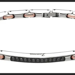Shop Zancan Steel Bracelet With Black Stones. Bracelets