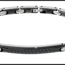 Discount Zancan Steel Bracelet With Black Stones. Bracelets