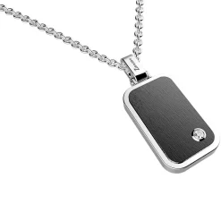 Store Zancan Steel Necklace With Tag And White Sapphire. Colliers