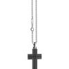 Fashion Zancan Steel Necklace With Cross And Black Diamonds. Colliers