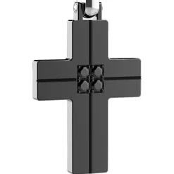 Fashion Zancan Steel Necklace With Cross And Black Diamonds. Colliers