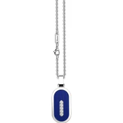 New Zancan Steel Necklace With Tag And White Sapphire. Colliers