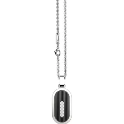 Cheap Zancan Steel Necklace With Tag And White Sapphire. Colliers