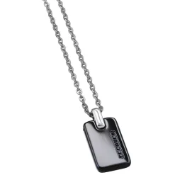 Hot Zancan Steel Necklace With Tag And Black Stones. Colliers