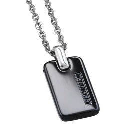 Hot Zancan Steel Necklace With Tag And Black Stones. Colliers