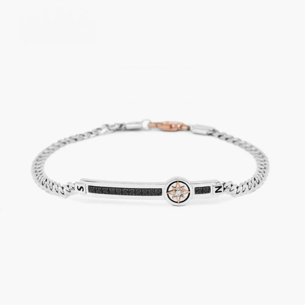 Cheap Zancan White Gold Bracelet With Diamonds And Wind Rose. Bracelets