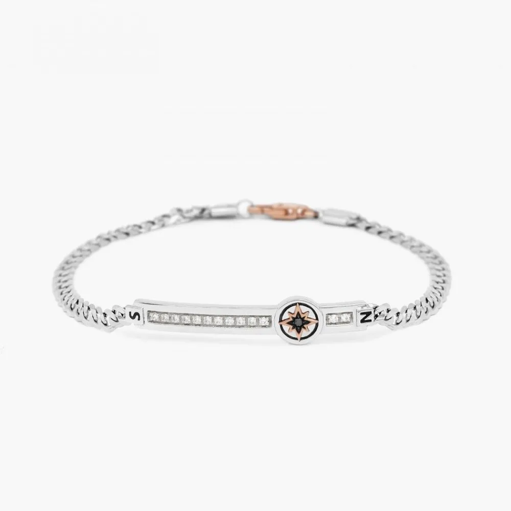 Outlet Zancan White Gold Bracelet With Diamonds And Wind Rose. Bracelets