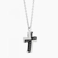 Online Zancan White Gold Necklace With Cross And Diamonds. Colliers