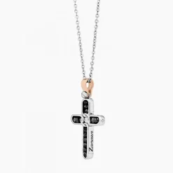Hot Zancan White Gold Necklace With Cross And Diamonds. Colliers