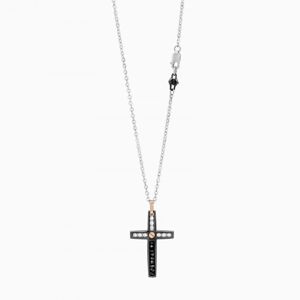Store Zancan White Gold Necklace With Cross And Diamonds. Colliers